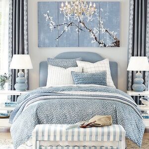 Ballard designs Thandie Watercolor Printed Duvet Cover cornflower blue linen
